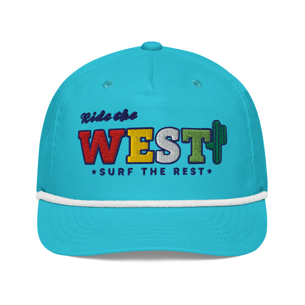 Ride the West Rope Cap - Turquoise/White