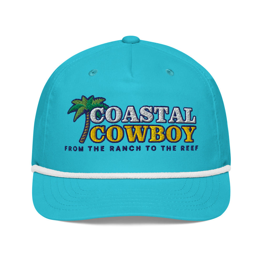 Coastal Cowboy Rope Cap - Turquoise/White