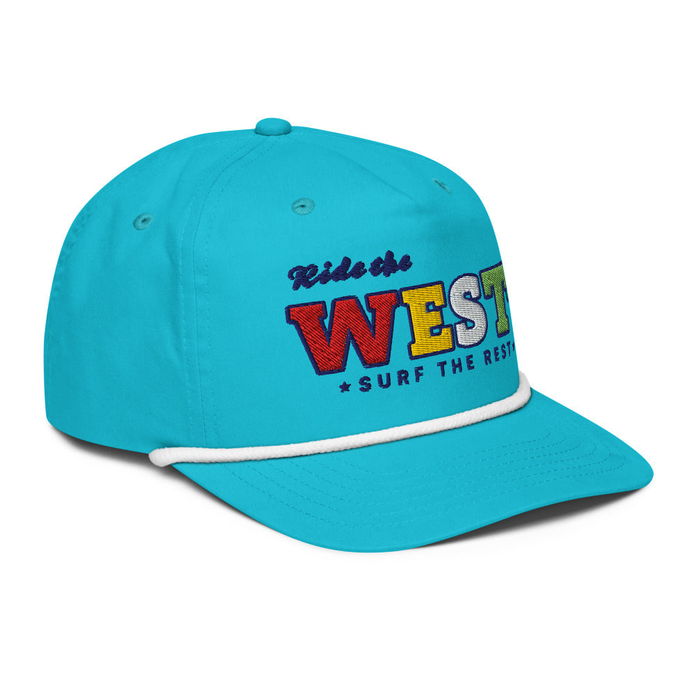 Ride the West Rope Cap - Turquoise/White