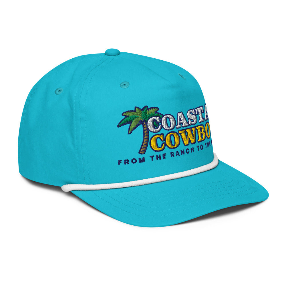 Coastal Cowboy Rope Cap - Turquoise/White