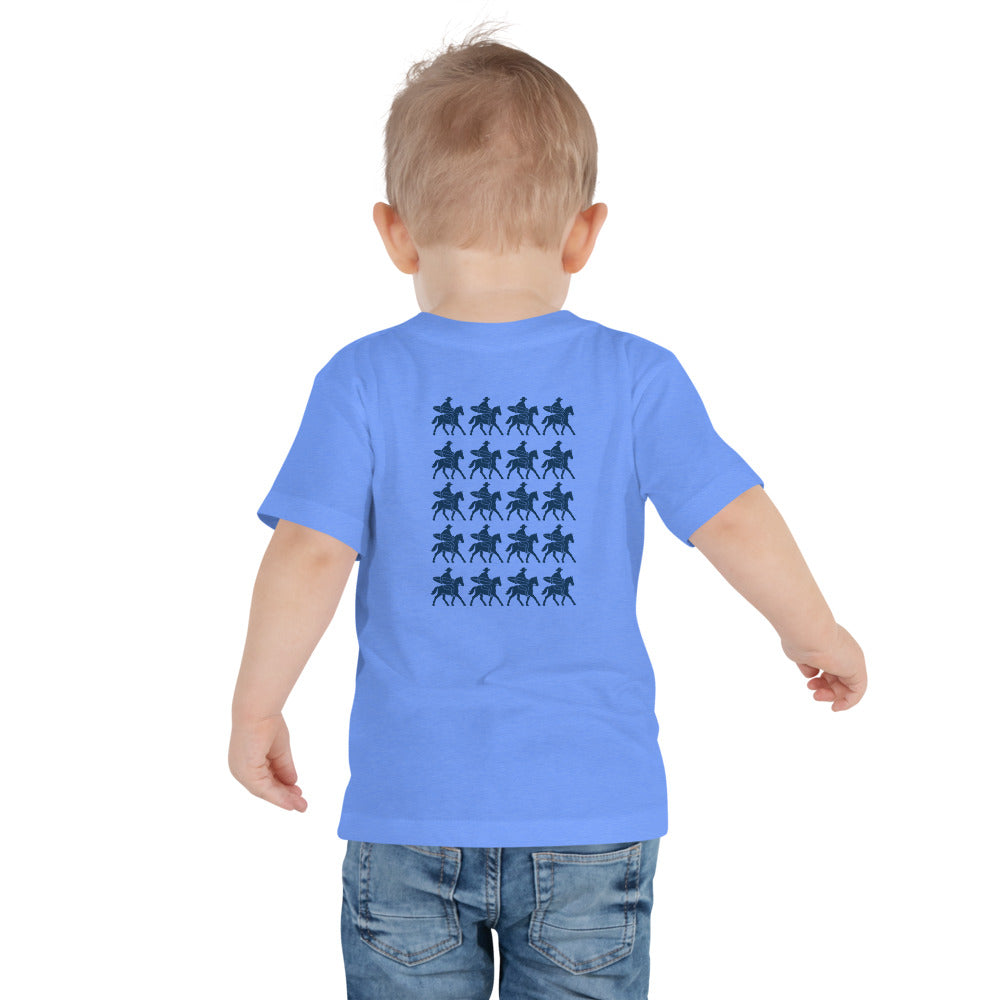 Repeating Rider Toddler Tee - Heather Columbia Blue - on a toddler