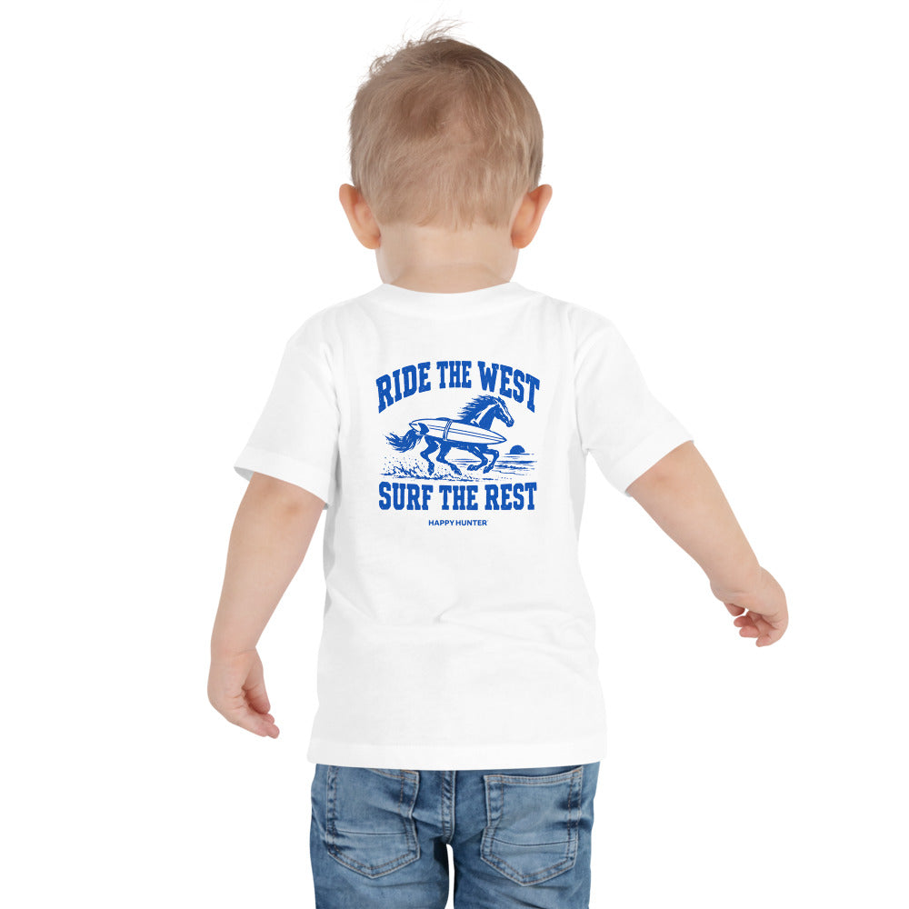 Ride the West Toddler Tee - White - on a toddler